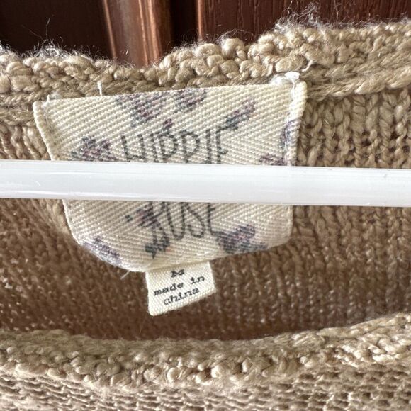 Hippie Rose Sweater Women’s Medium Beige Knit Lace Hem Pullover Casual Boho Chic - Picture 2 of 8